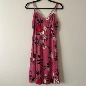 Ann Taylor Loft pink floral strappy dress